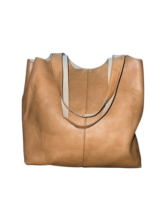 Unbranded Handbags - Pebbled Leather Slouchy Hobo Tote Bag with Removable Pouch Camel Tan